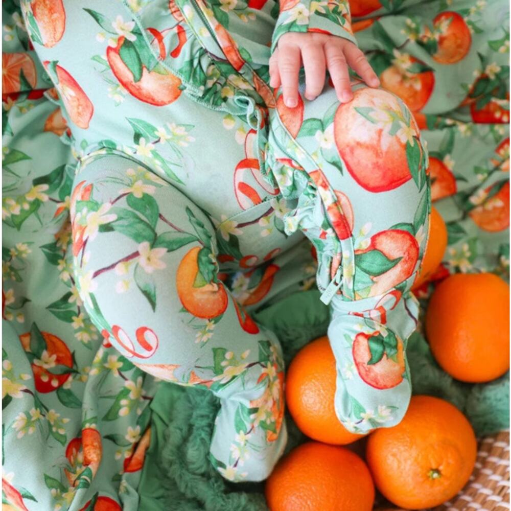 Posh Peanut (Bundle of 2) Ruffled Zippered One-Piece Footie - Size 6-9 Months - Picture 3 of 9